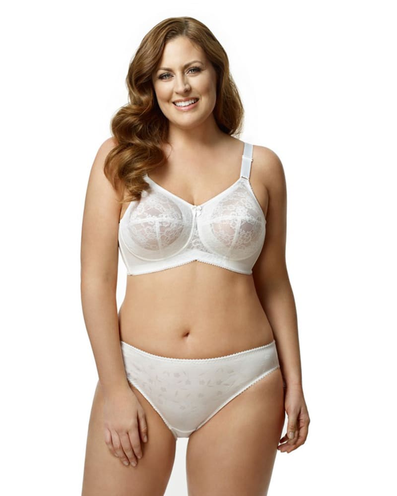 Front of a model wearing a size 38D Lace Softcup Bra in White by Elila. | dia_product_style_image_id:322254